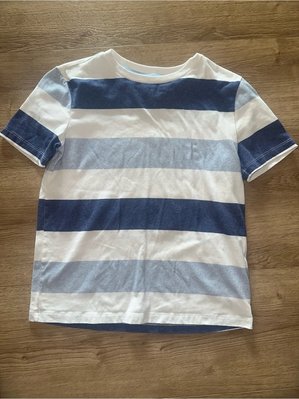 Old Navy Boys Short Sleeve Wide Stripe Tee - Navy, Light Blue & White